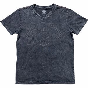 Harley-Davidson Acid Wash V-Neck Graphic T-Shirt Large Charcoal Gray